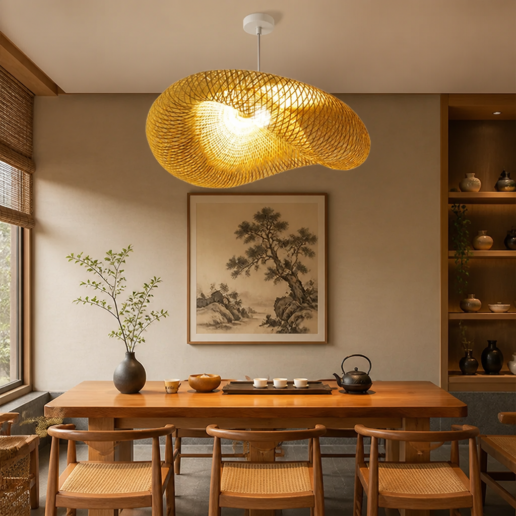 Vintage Bamboo Handwoven Pendant Light-2