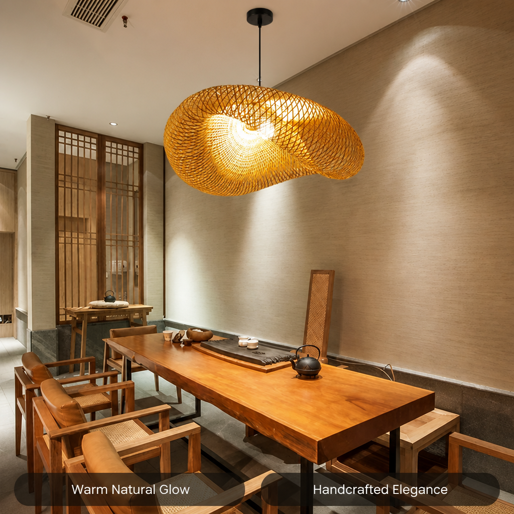 Vintage Bamboo Handwoven Pendant Light-2 - Image 2