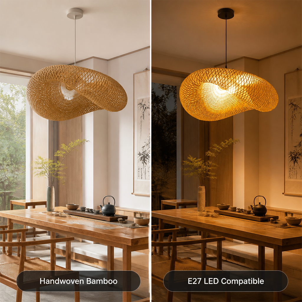 Vintage Bamboo Handwoven Pendant Light-2 - Image 3