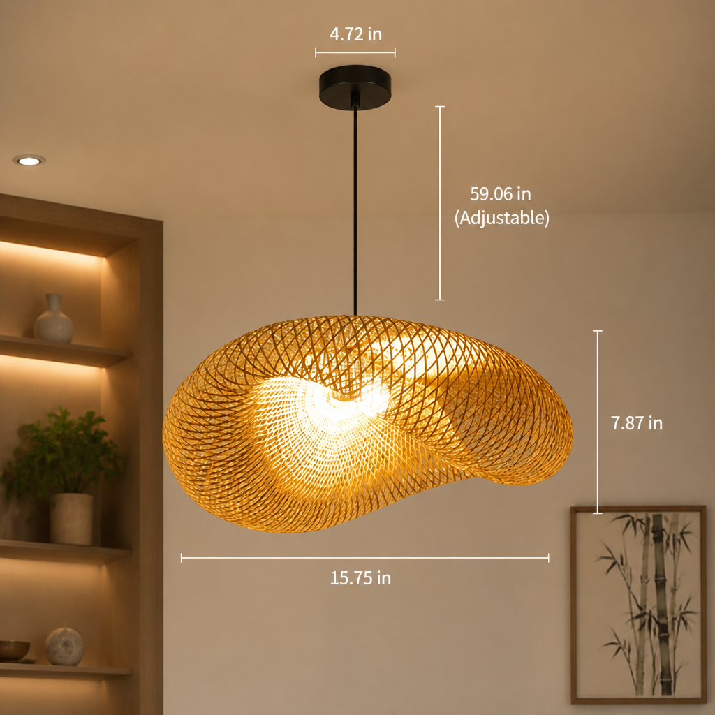 Vintage Bamboo Handwoven Pendant Light-2 - Image 6